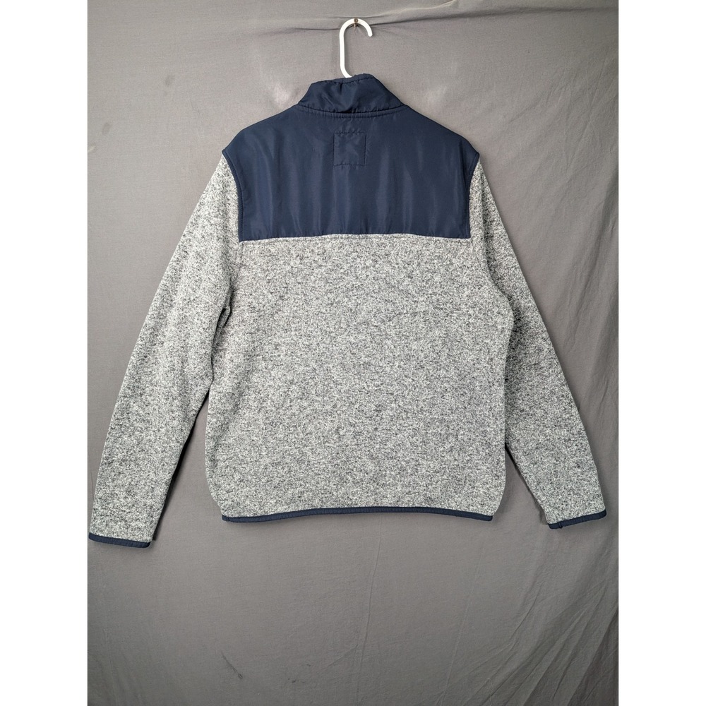 Prince & Fox Mens Heather Gray Navy Blue Quarter Snap Fleece Pullover XL - Picture 2 of 7